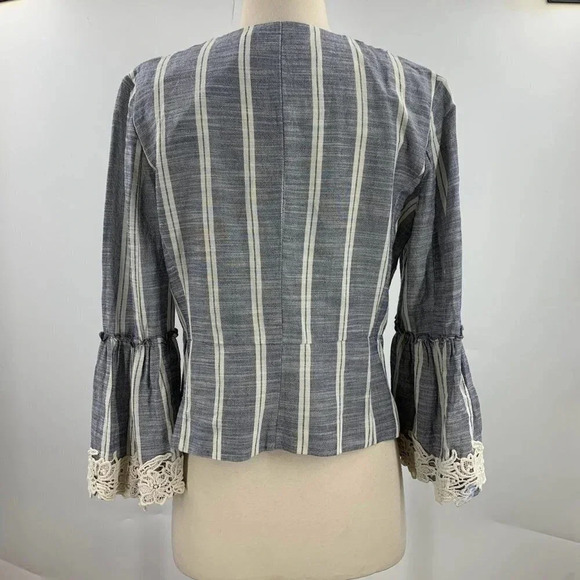 Zara Gray and White Striped Jacket - Picture 3 of 13